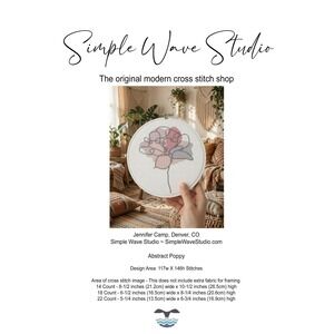 Abstract Poppy Flower Boho‎ Counted Cross Stitch Pattern KIT